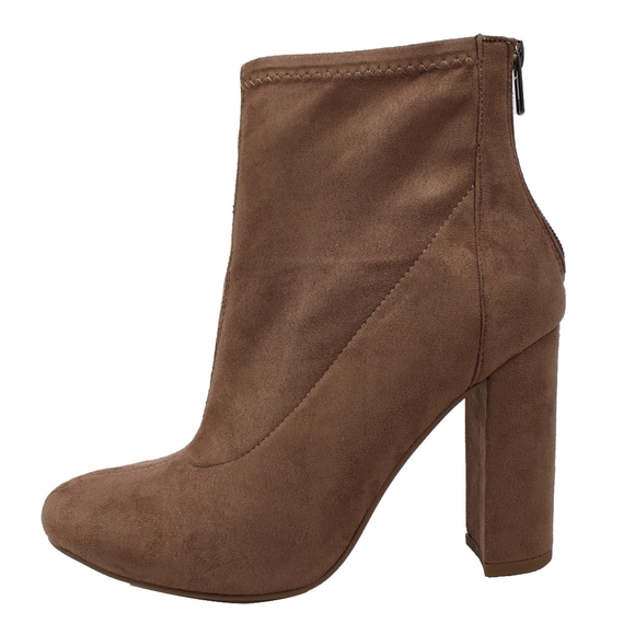 Shoes - Size 9 Taupe Faux Suede High Top Block Heel Ankle